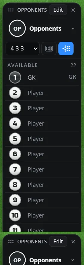 The Opponents card standing at the right of the board