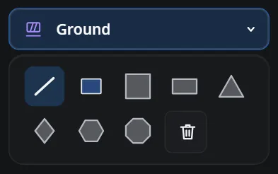 The Ground section: line, area, the ready shapes and clear