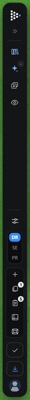 The sidebar folded to a narrow column of icons, with the TacticsPlay mark at the top and the account at the foot