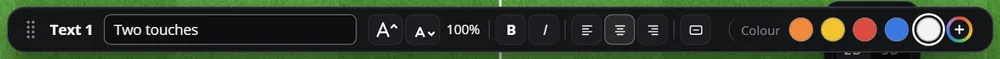 The bar of a picked text: size, bold, italic, alignment and a box behind the words
